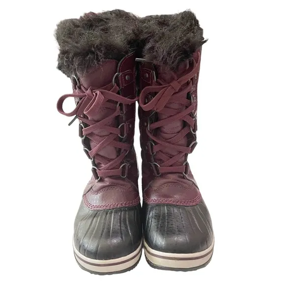 Sorel Tofino Epic Plum Waterproof Faux Fur Boot Size 4