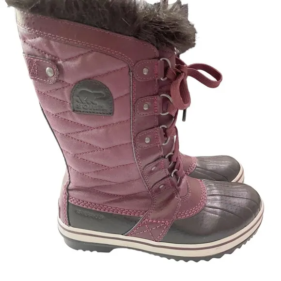 Sorel Tofino Epic Plum Waterproof Faux Fur Boot Size 4