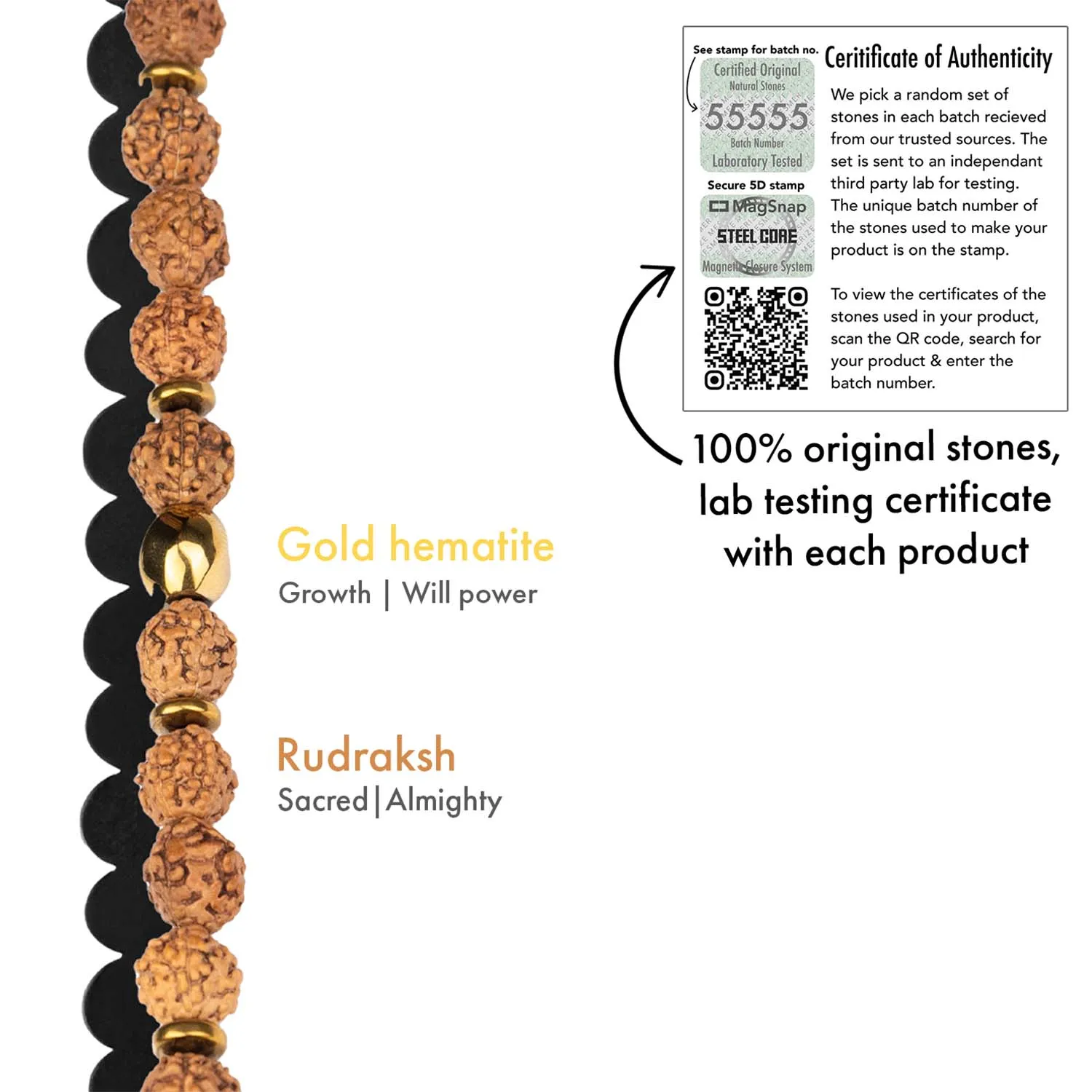 Spiritual Rudraksh Natural Stone Bracelet