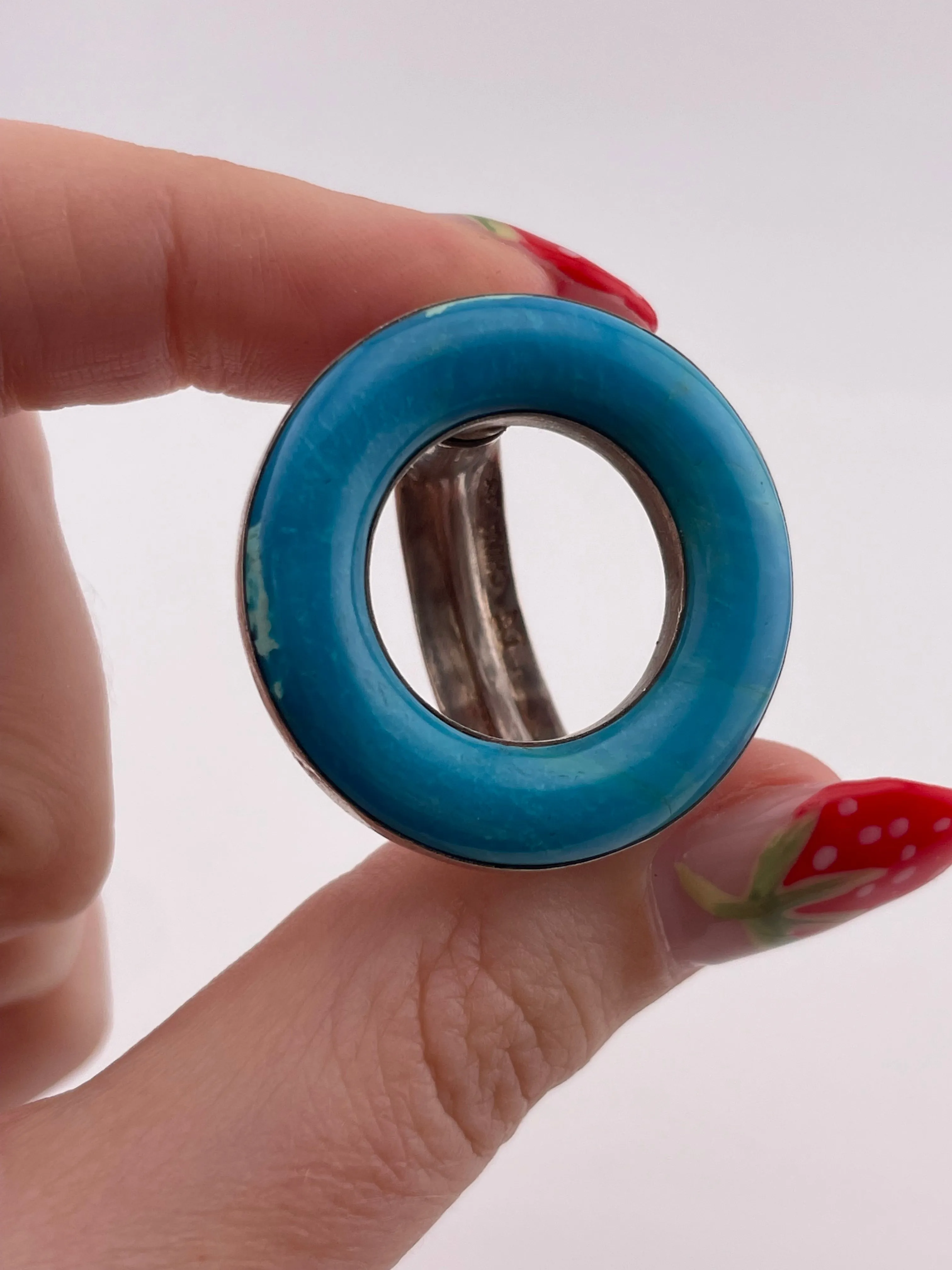 sterling silver stabilized turquoise ring pendant ***magnetic closure***