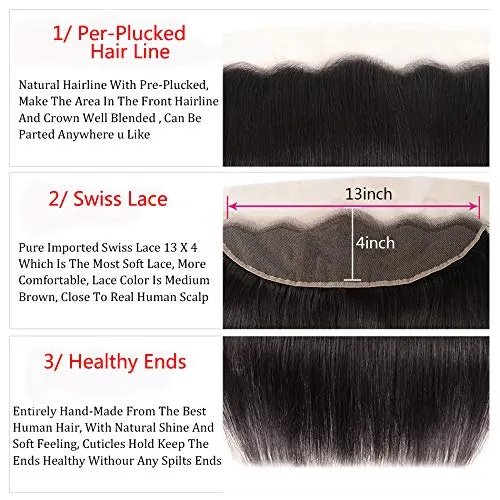 Straight Human Hair Closure 13*4 Lace Frontal Natural Color MYLOCKME