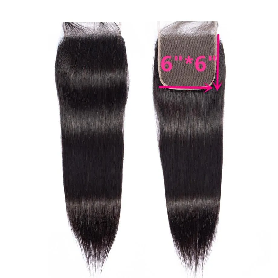 Straight Human Hair Closure 6*6 Lace Remy Lace Closure Natural Color MYLOCKME