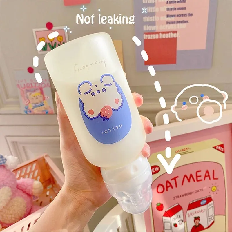 Strawberry Bear Glass Water Bottle