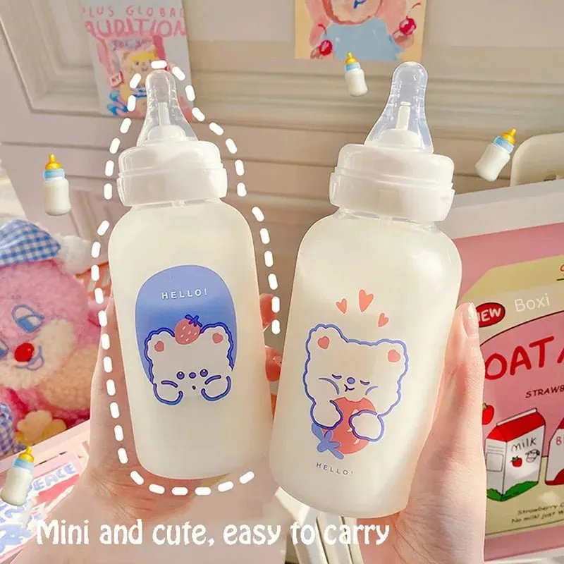 Strawberry Bear Glass Water Bottle