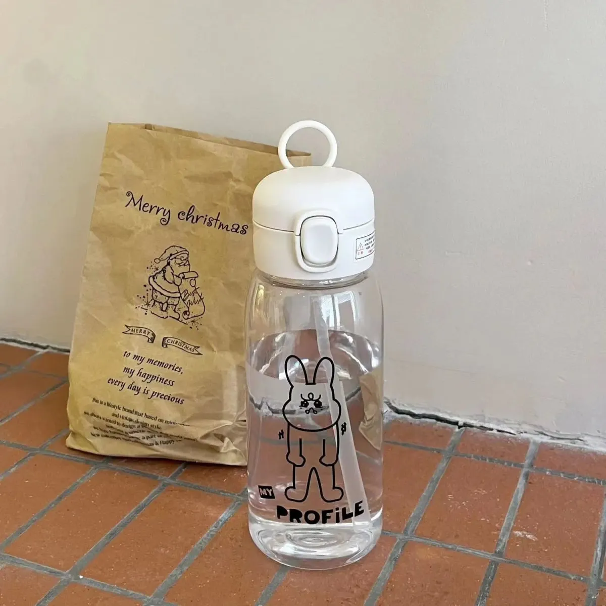 Strawberry Milk Cartoon Water Bottle