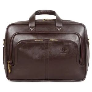 THE CLOWNFISH Faux Leather Laptop Messenger Bag - Expandable Design | Water-Resistant | 15.6 inch | Chocolate