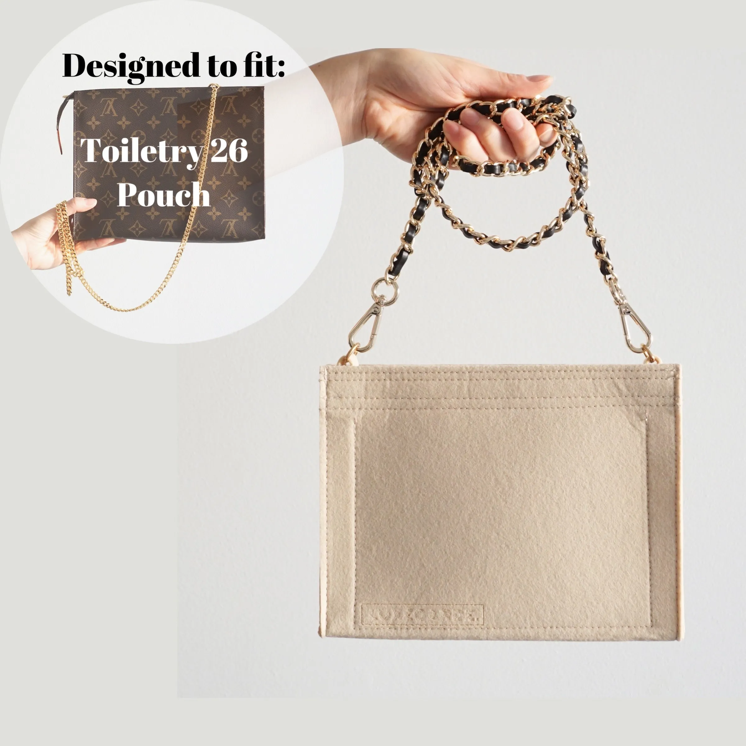 Toiletry Pouch 26 Crossbody Conversion Kit with Bag Organizer Insert & Interwoven Chain