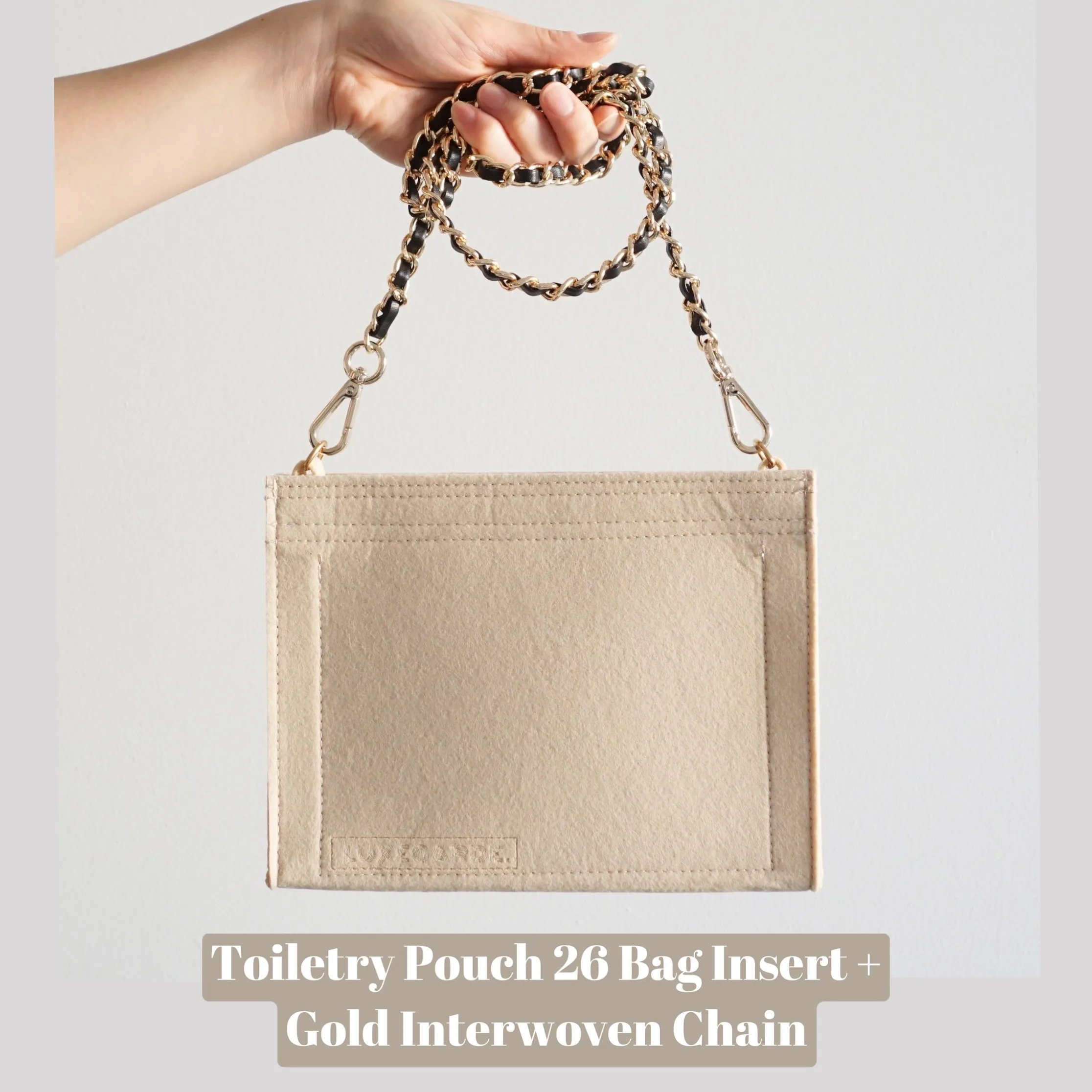 Toiletry Pouch 26 Crossbody Conversion Kit with Bag Organizer Insert & Interwoven Chain