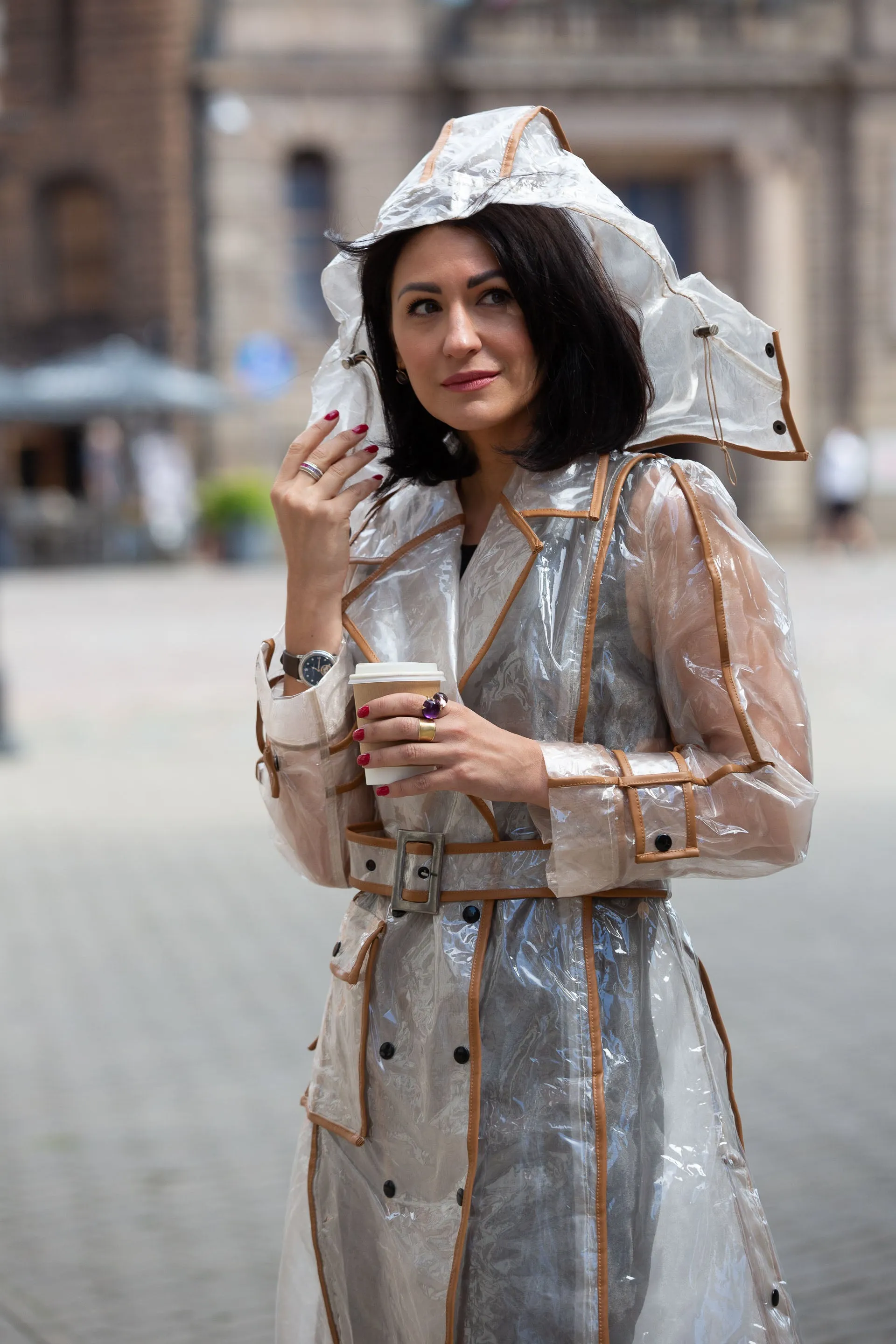 Transparent Trench coat. Elegance.