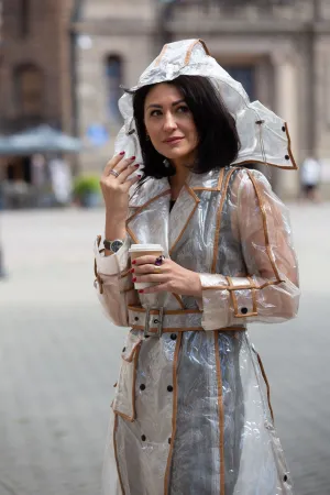 Transparent Trench coat. Elegance.