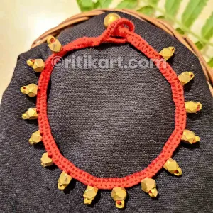 Tribal Anklet with Brass Spike Beads Embedded