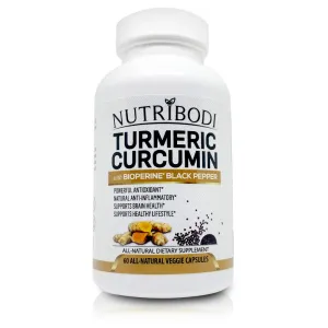 Turmeric Curcumin Supplement with BioPerine - 1200mg Natural Antioxidant and Anti-Inflammatory Standardized to 95% Curcuminoids - Promotes Joint Pain Relief and Brain Health (30-Day Supply)