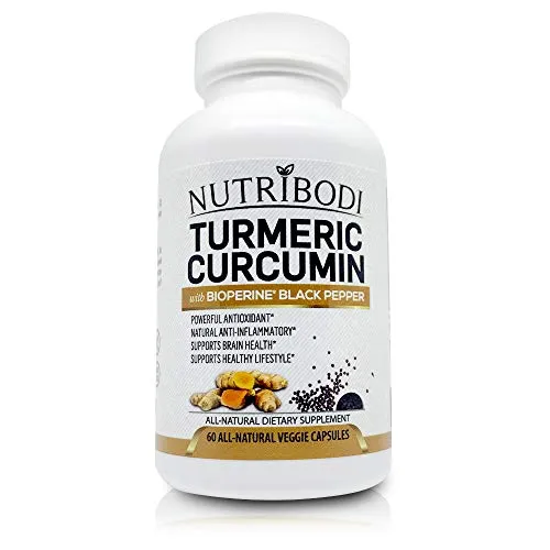 Turmeric Curcumin Supplement with BioPerine - 1200mg Natural Antioxidant and Anti-Inflammatory Standardized to 95% Curcuminoids - Promotes Joint Pain Relief and Brain Health (30-Day Supply)