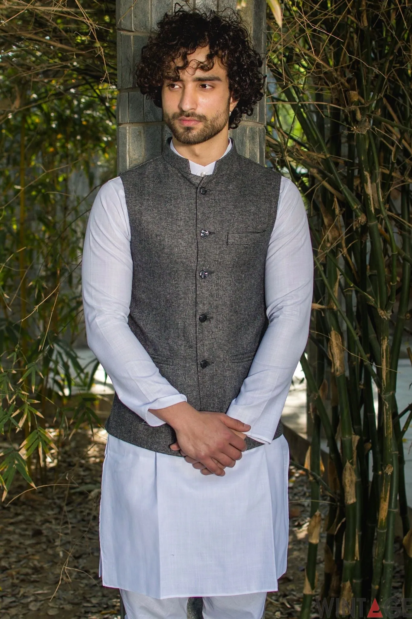 Tweed Grey Modi Nehru Jacket