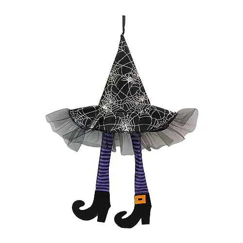 UJEAVETTE® Witch Legs Hat Hanging Sign Horror Party Ornament for Mantel Parties Bedroom Violet