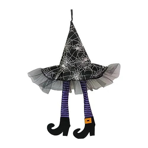 UJEAVETTE® Witch Legs Hat Hanging Sign Horror Party Ornament for Mantel Parties Bedroom Violet