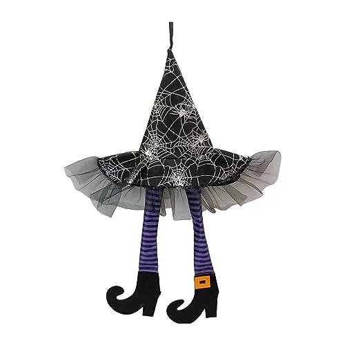 UJEAVETTE® Witch Legs Hat Hanging Sign Horror Party Ornament for Mantel Parties Bedroom Violet