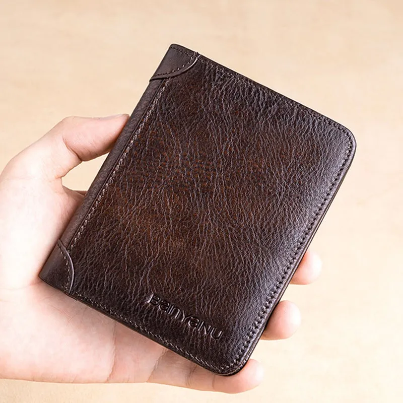 Upgrade RFID Male Genuine Leather Wallets