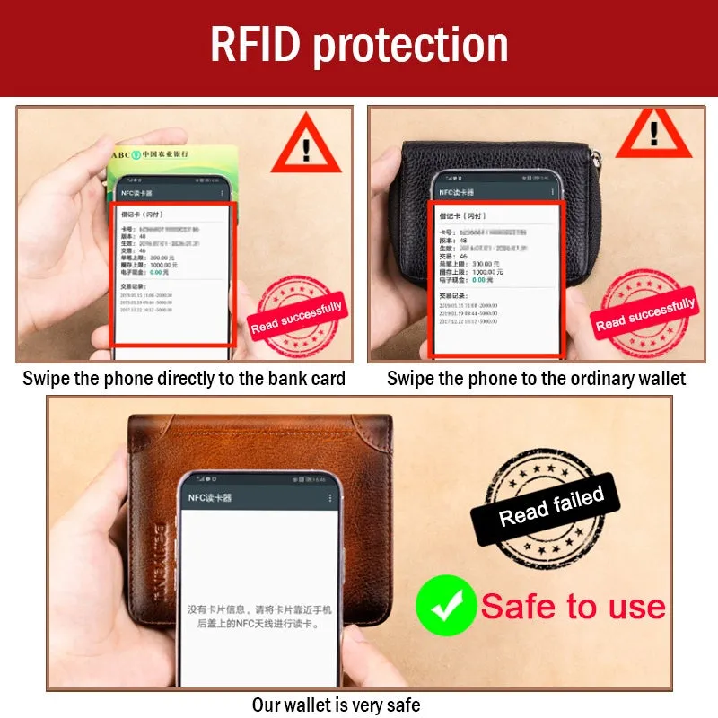 Upgrade RFID Male Genuine Leather Wallets