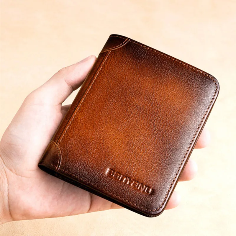 Upgrade RFID Male Genuine Leather Wallets