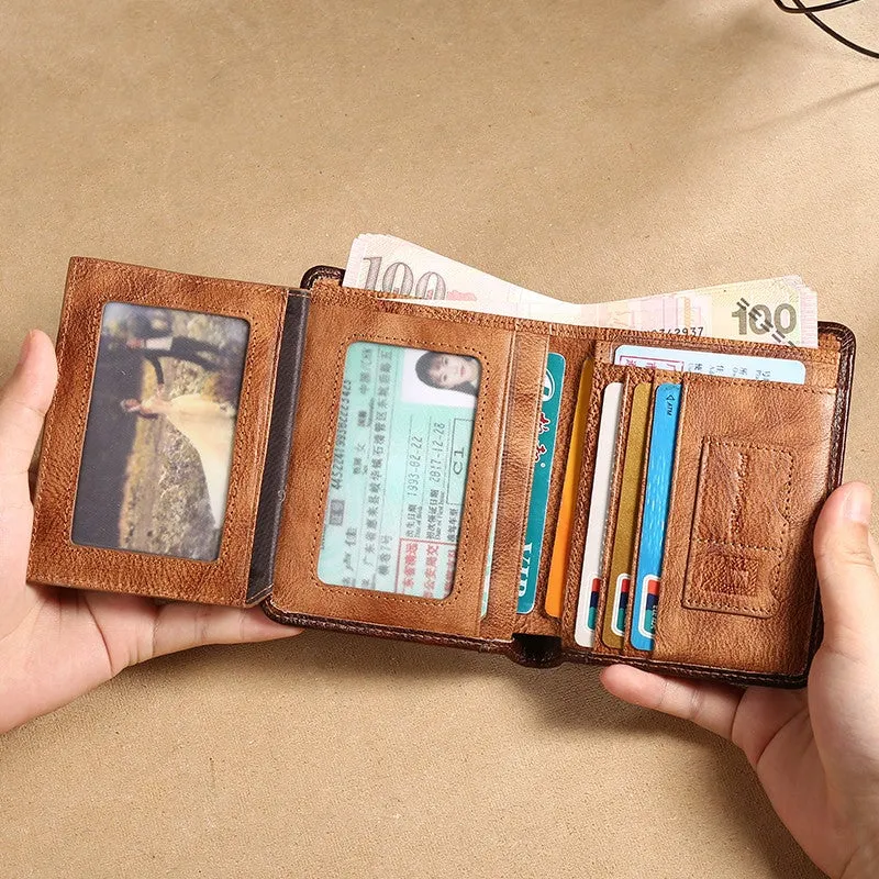 Upgrade RFID Male Genuine Leather Wallets