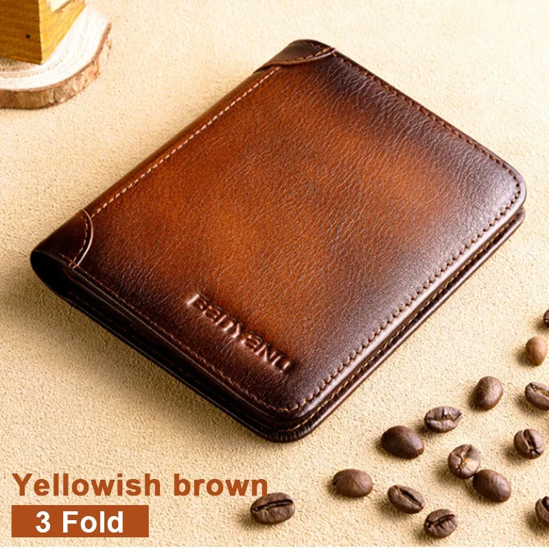 Upgrade RFID Male Genuine Leather Wallets
