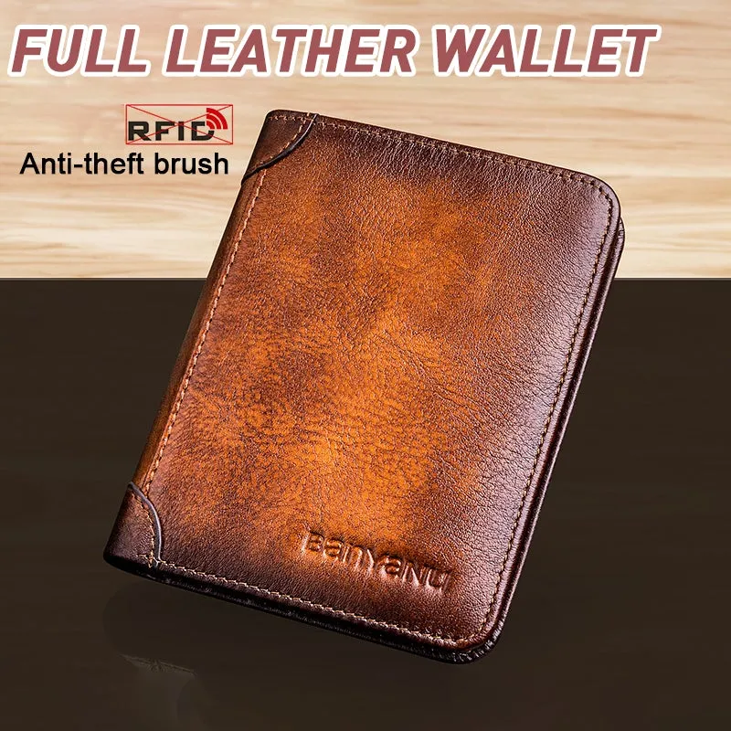 Upgrade RFID Male Genuine Leather Wallets