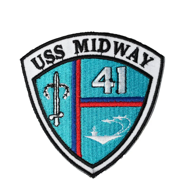 US Military USN USS Midway 41 Shield Iron On Patch