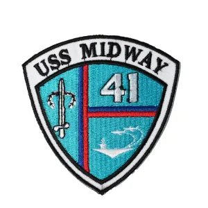US Military USN USS Midway 41 Shield Iron On Patch