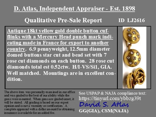 Victorian Diamond Star Motif Button Earrings French
