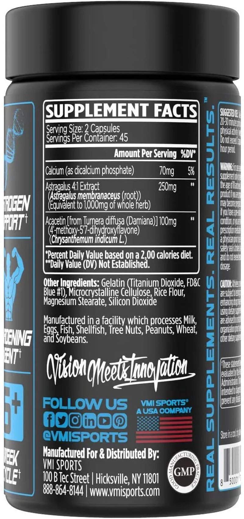 VMI Sports | Arimidrol Hardening Compound | Natural Estrogen Blocker for Men | Testosterone Booster and Aromatase Inhibitor | to Build Muscle and Burn Fat | anti Estrogen (Bonus Size - 90 Capsules)