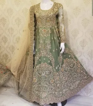 Walima Dulhan Suit In Mint Green Color Model# B 1817
