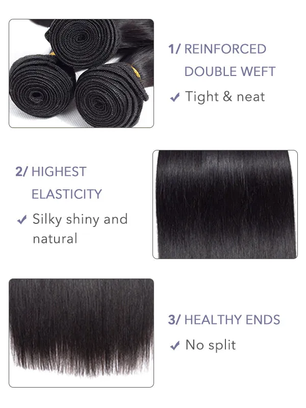 Wavymy Straight Bundles Human Hair Weave 2/3/4 Bundles/Pack