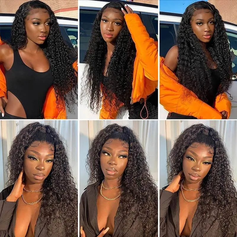 Wavymy Virgin Human Hair Weave Kinky Curly 4 Bundles with 5x5 Lace Closure