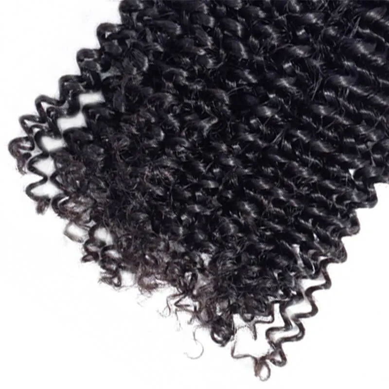 Wavymy Virgin Human Hair Weave Kinky Curly 4 Bundles with 5x5 Lace Closure