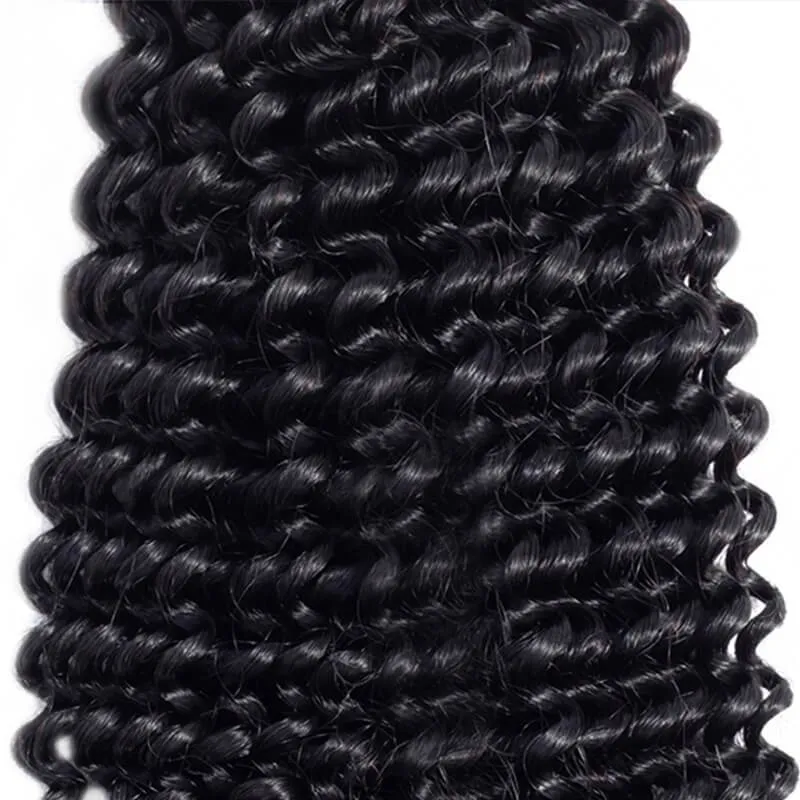 Wavymy Virgin Human Hair Weave Kinky Curly 4 Bundles with 5x5 Lace Closure