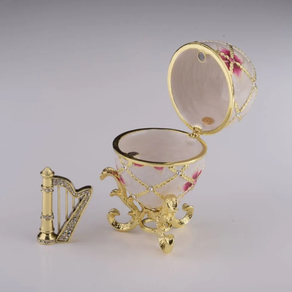 White Egg with Flowers & Harp