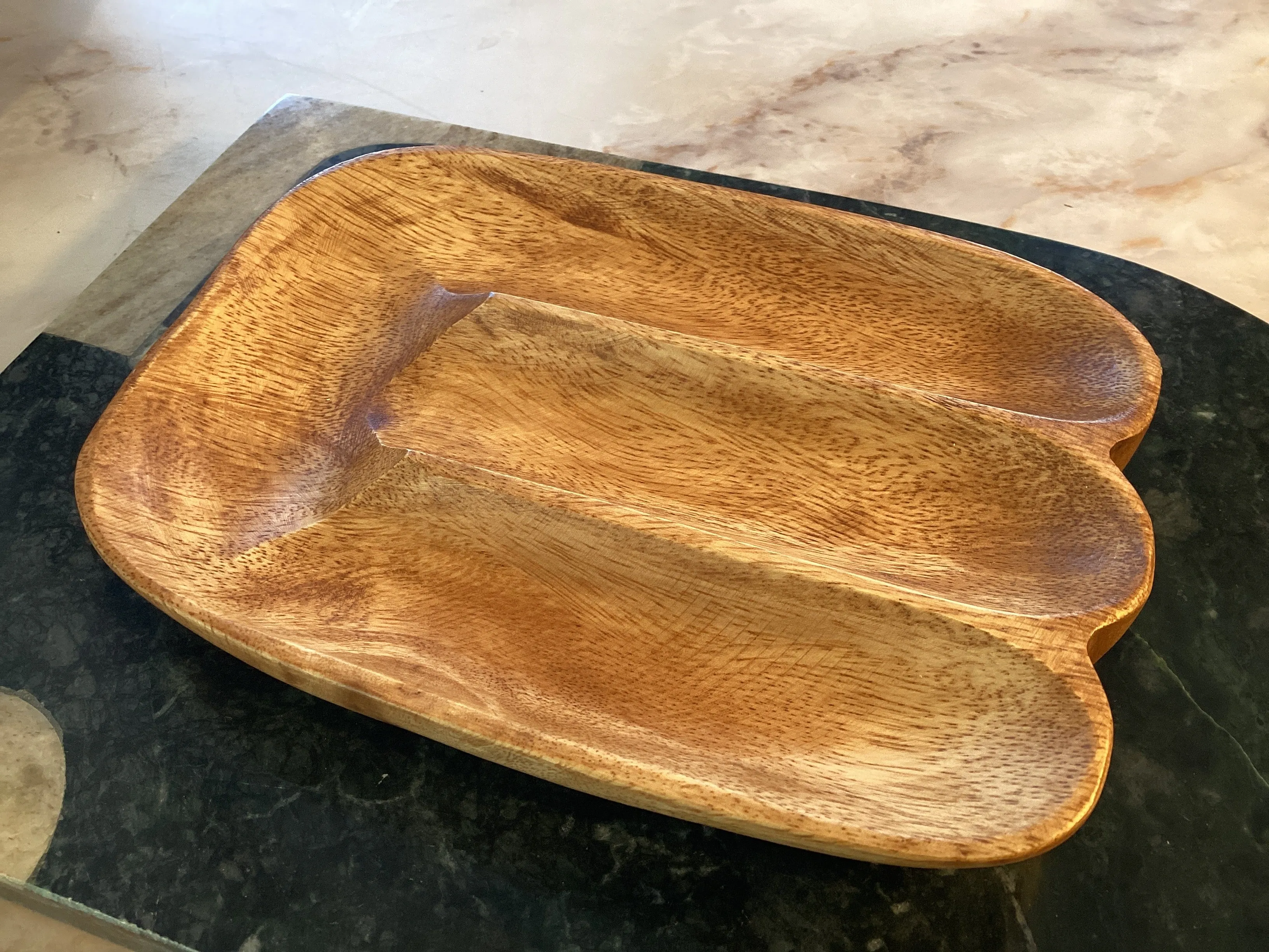 Wooden Appetizer Plate With Dividers