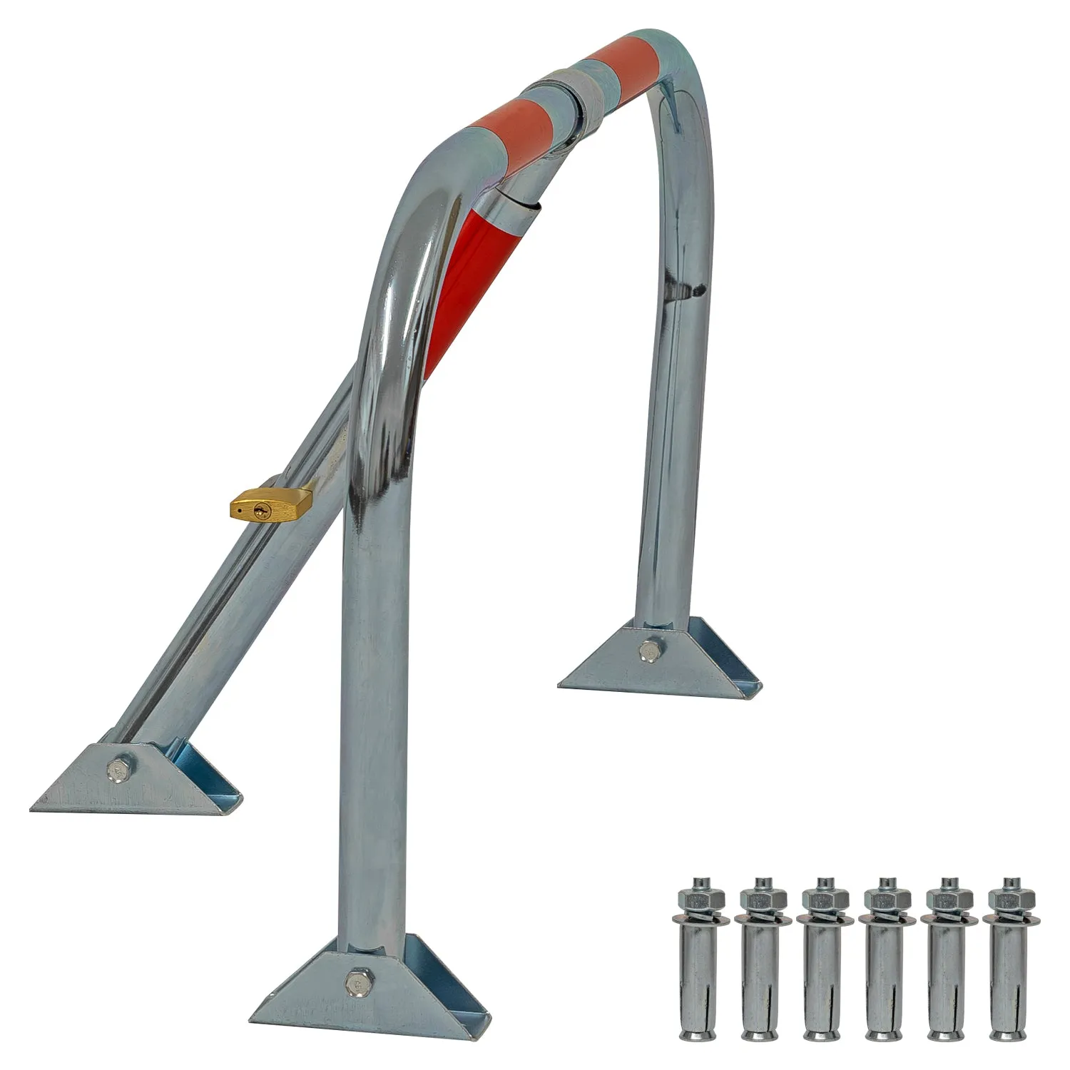 Woodside Folding Driveway Security Car Parking Barrier Bollard Post   Padlock