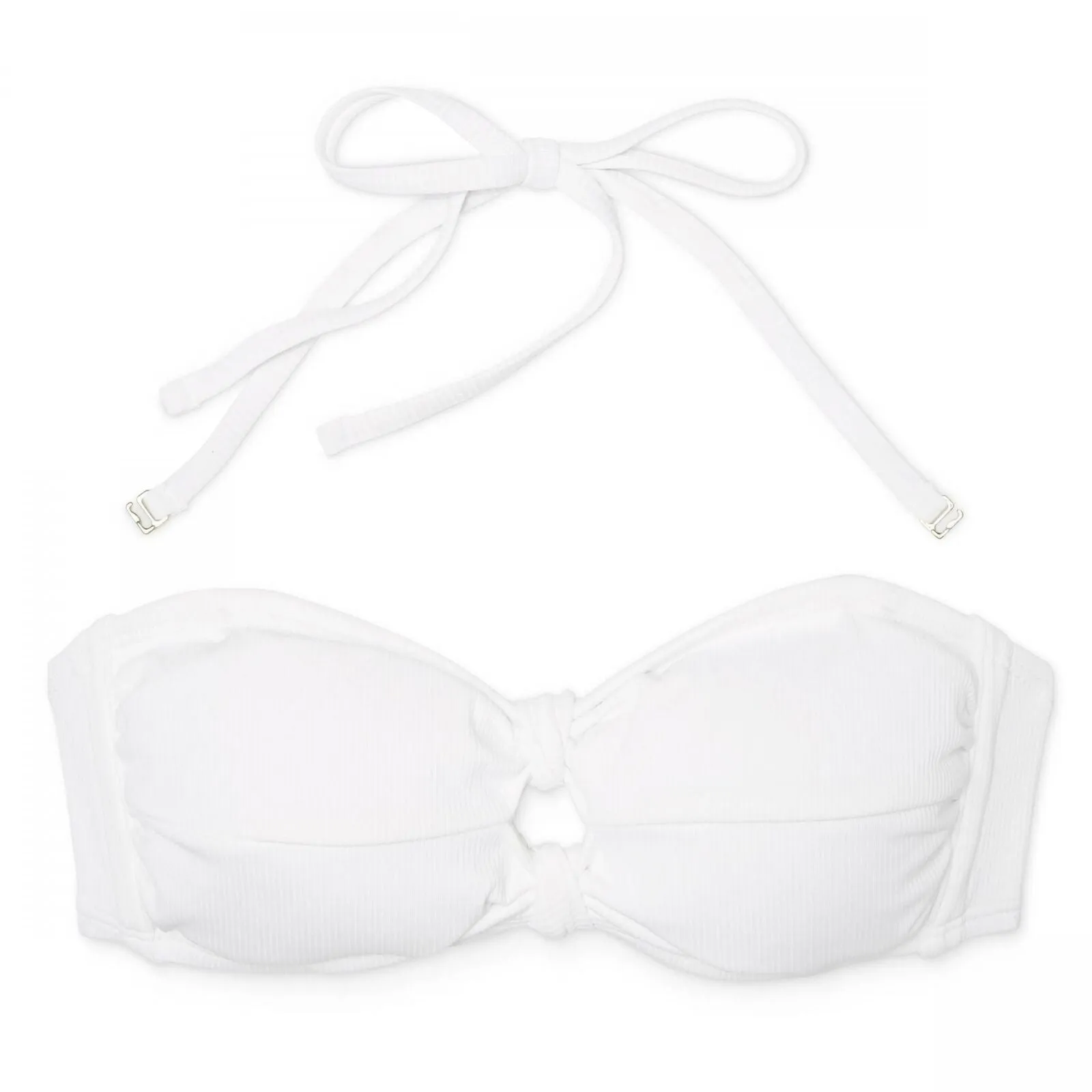 Xhilaration Women's Knot Front Ribbed Texture Bandeau Bikini Top