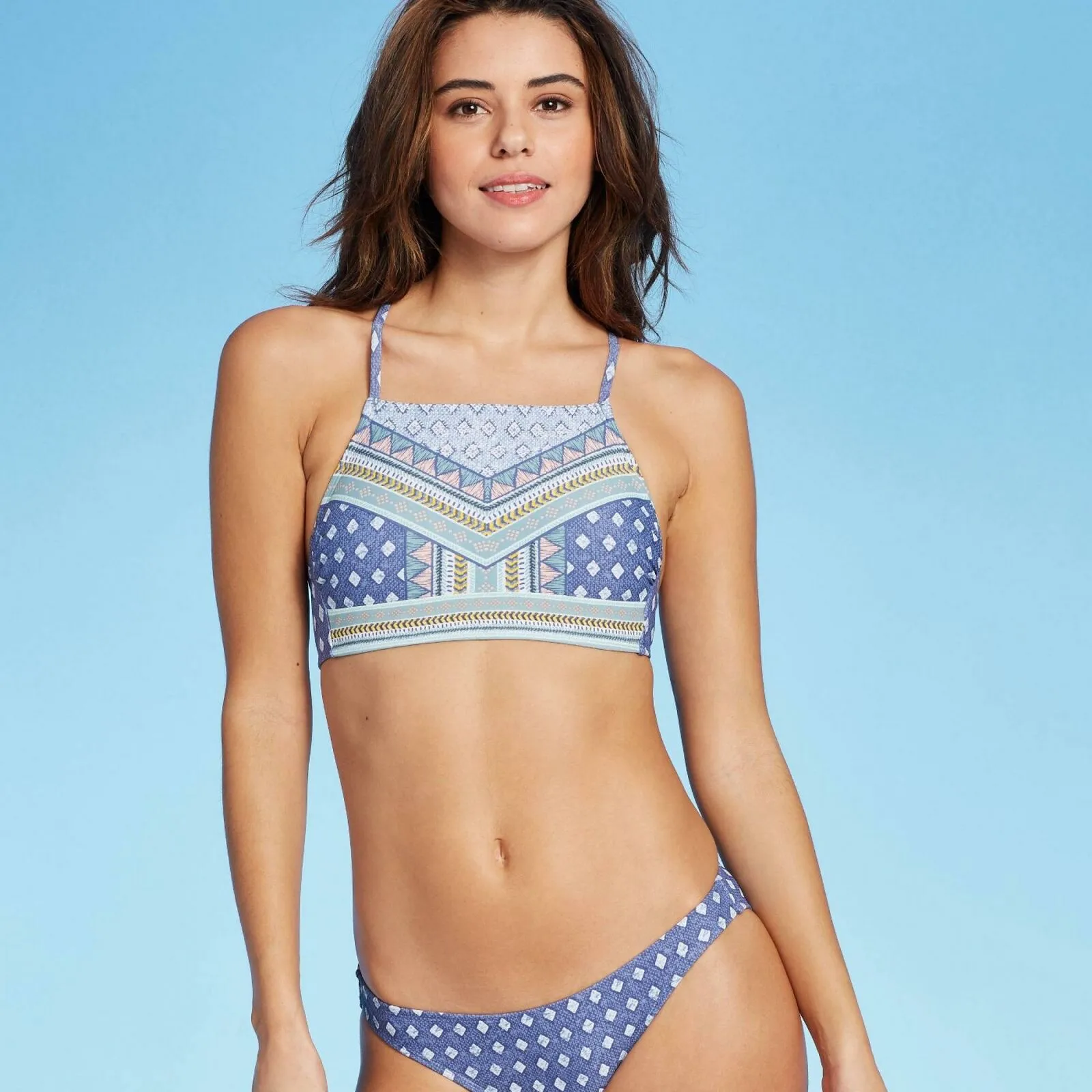 Xhilaration Women's Square Neck High Neck Bikini Top