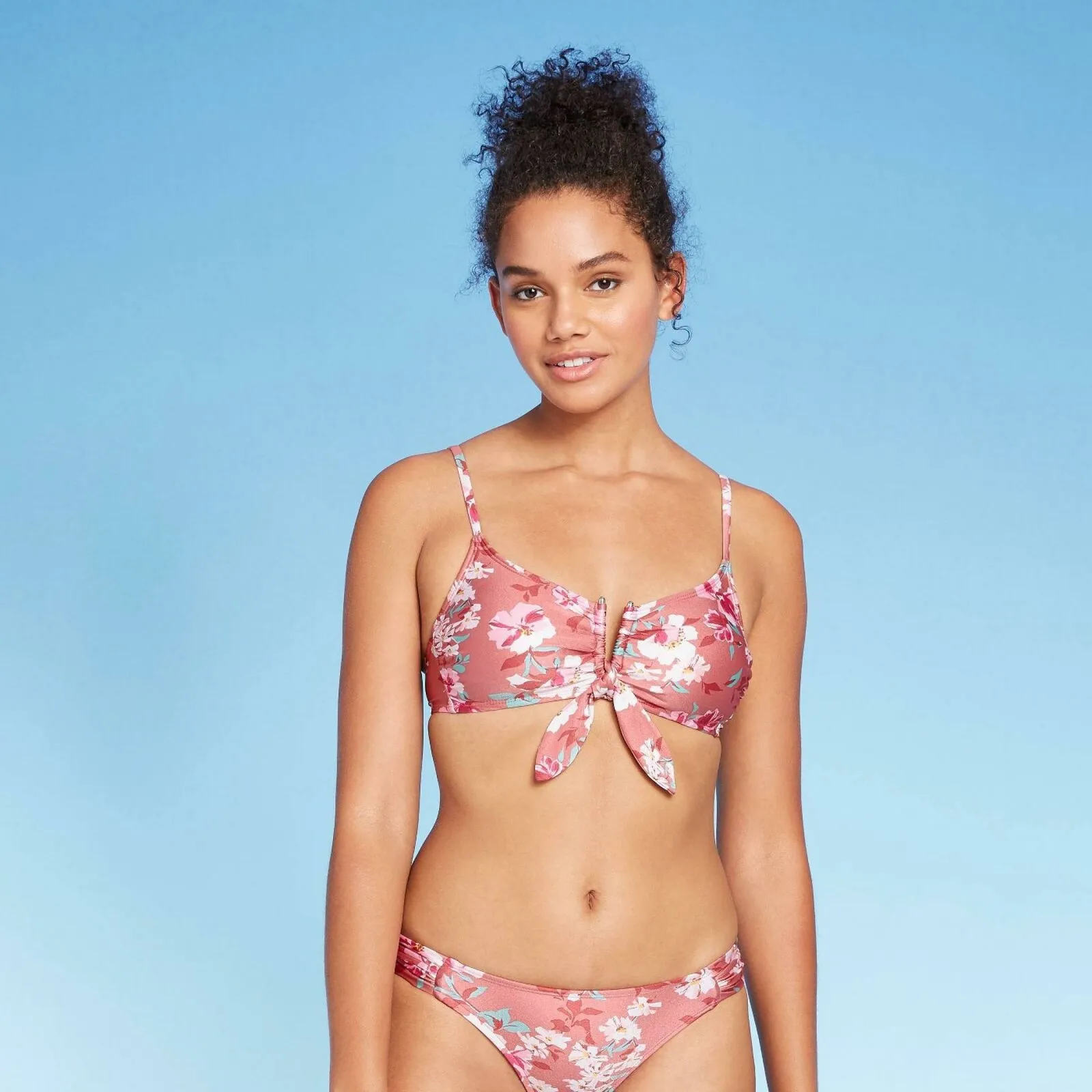Xhilaration Women's V-Wire Tie Front Bralette Bikini Top