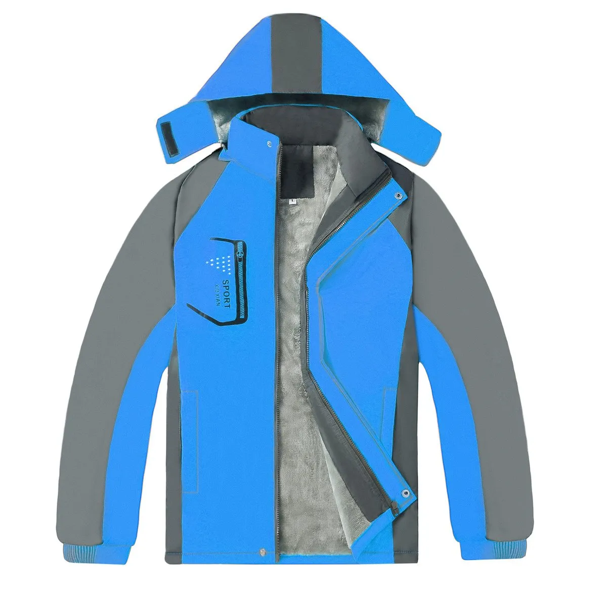 Zippered Long-Sleeved Waterproof Jacket With Lining