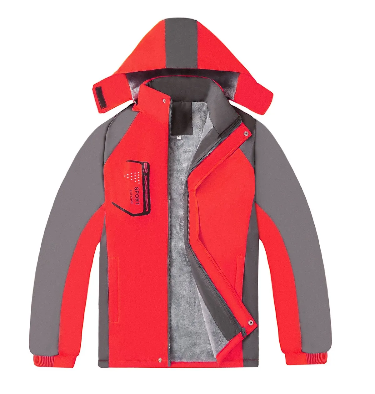 Zippered Long-Sleeved Waterproof Jacket With Lining