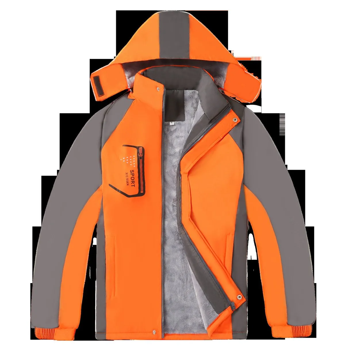 Zippered Long-Sleeved Waterproof Jacket With Lining